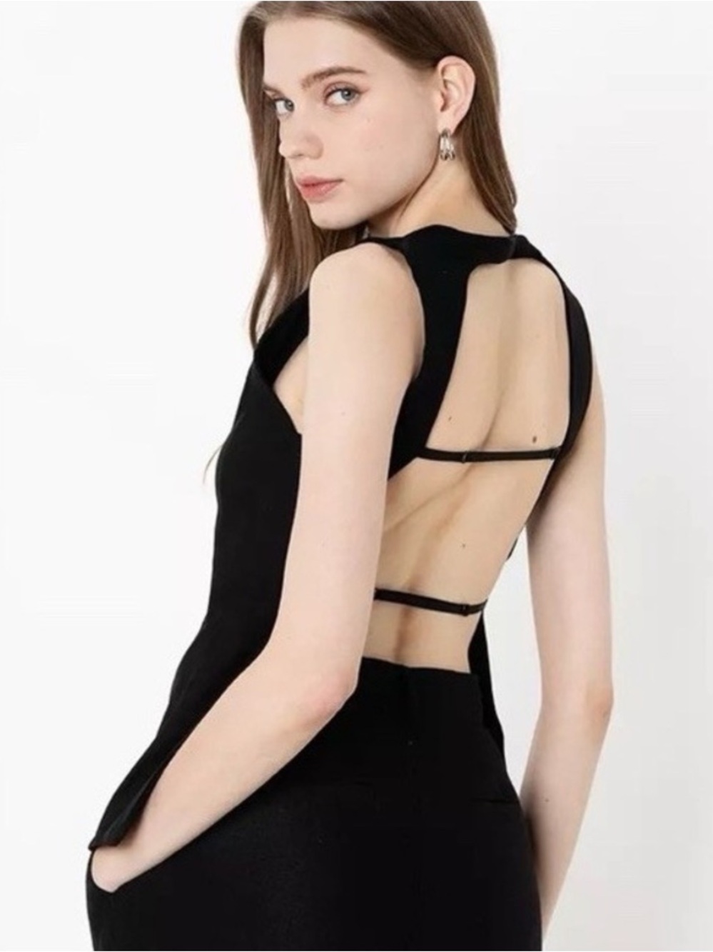 Zara | Open Back Black Vest Women's Size S Preppy